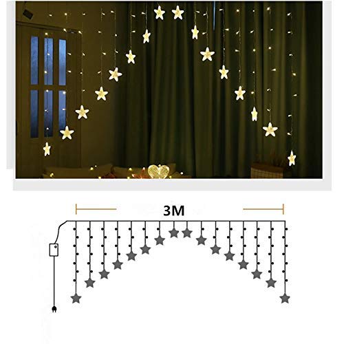 16 Star LED Curtain Fairy Lights – 136 LEDs, 3M (Warm White, Battery Powered)