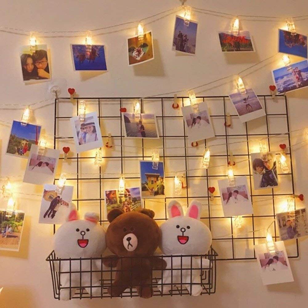 LED Photo Clip String Lights β 20 Clips, 3M (Warm White, Plug Powered)