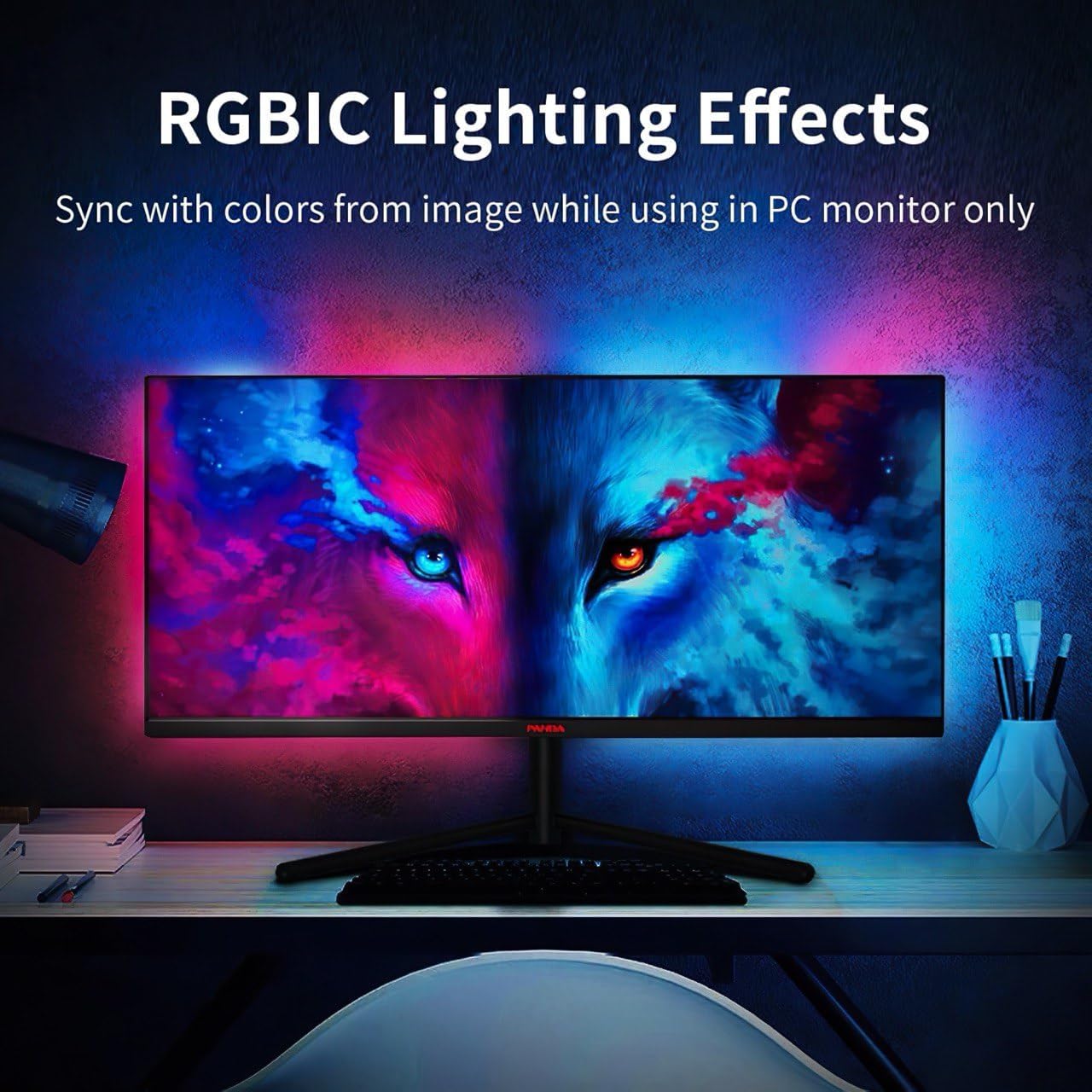 Smart RGBIC Monitor Sync Backlight – 40" Screen Reactive LED Strip (Only for PC Monitors)