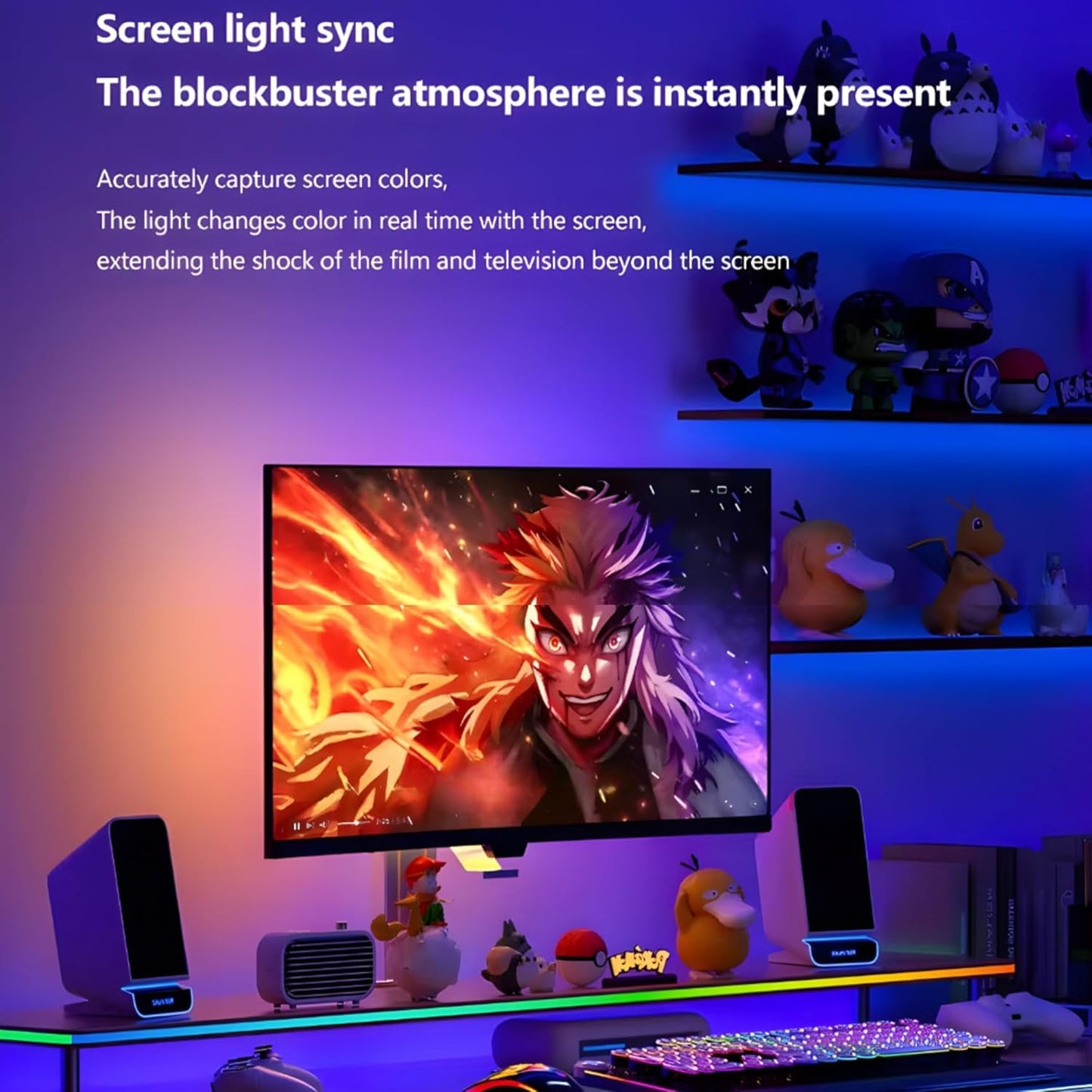 Smart RGBIC Monitor Sync Backlight – 40" Screen Reactive LED Strip (Only for PC Monitors)