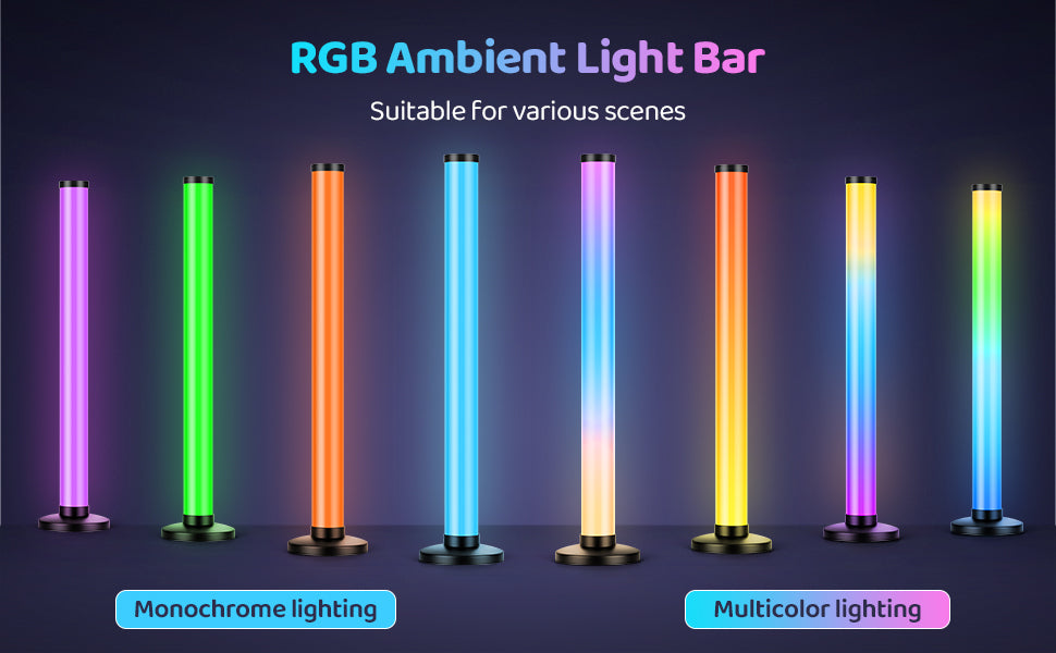 RGBIC Ambient LED Lamps – Set of 2 with 270° Glow, Music Sync & Timer