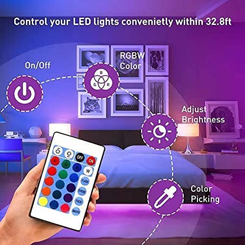 BrightAura 300 LED Strip – Remote & Adapter Included