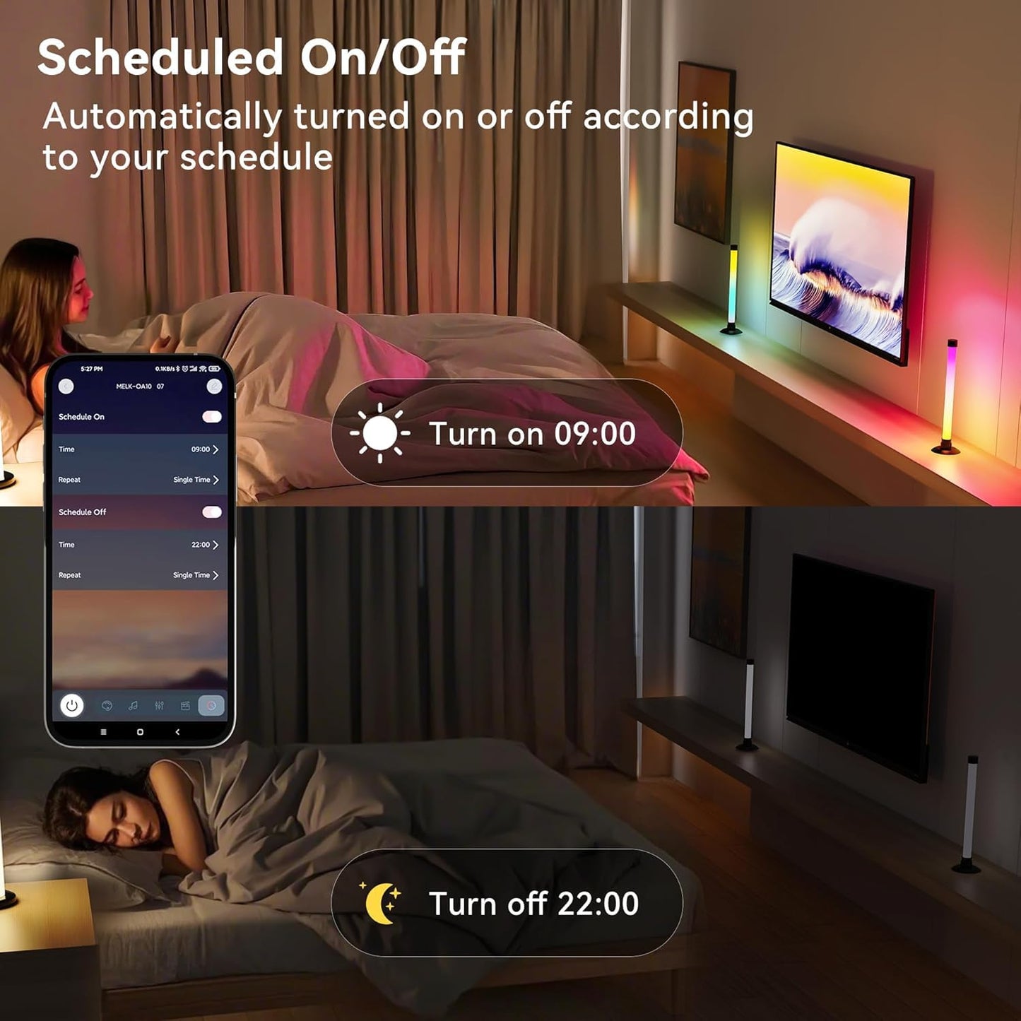RGBIC Ambient LED Lamps – Set of 2 with 270° Glow, Music Sync & Timer