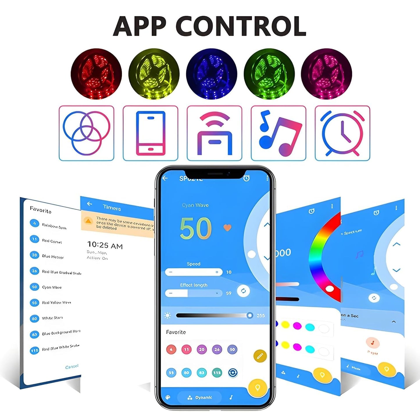 Smart RGBIC LED Strip Light – 5M (App Controlled, Music Sync)