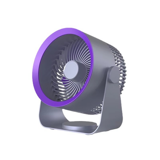 Rechargeable 90° Tilt Table Fan – Sleek, Silent & Portable - Grey & Purple
