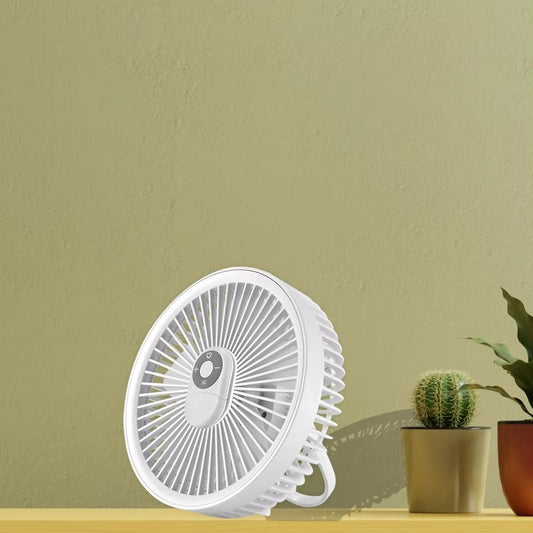 Dual-Use Rechargeable Fan with Light | Desktop or Hanging Ceiling Fan – 4000mAh