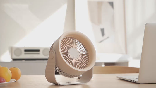 Rechargeable 90° Tilt Table Fan – Sleek, Silent & Portable - Beige